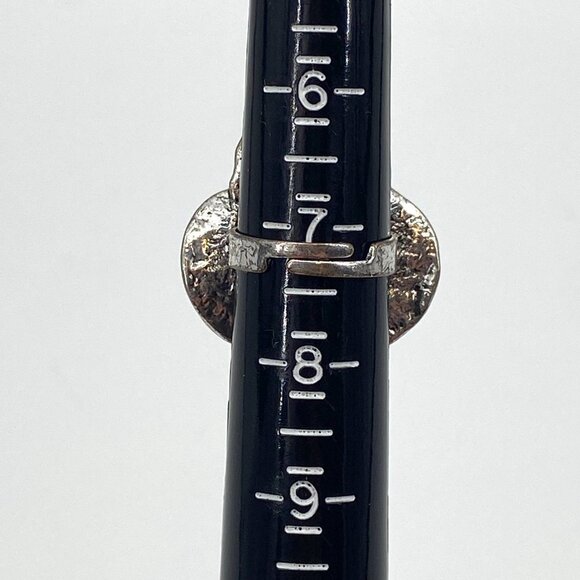 Silver Tone Metal Flower Rhinestone Bling Adjustable Ring Costume Jewelry 7.25 - Picture 6 of 6